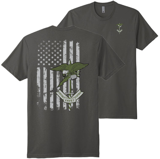 S.O.R.T. : Sueded Tee with Flag Print