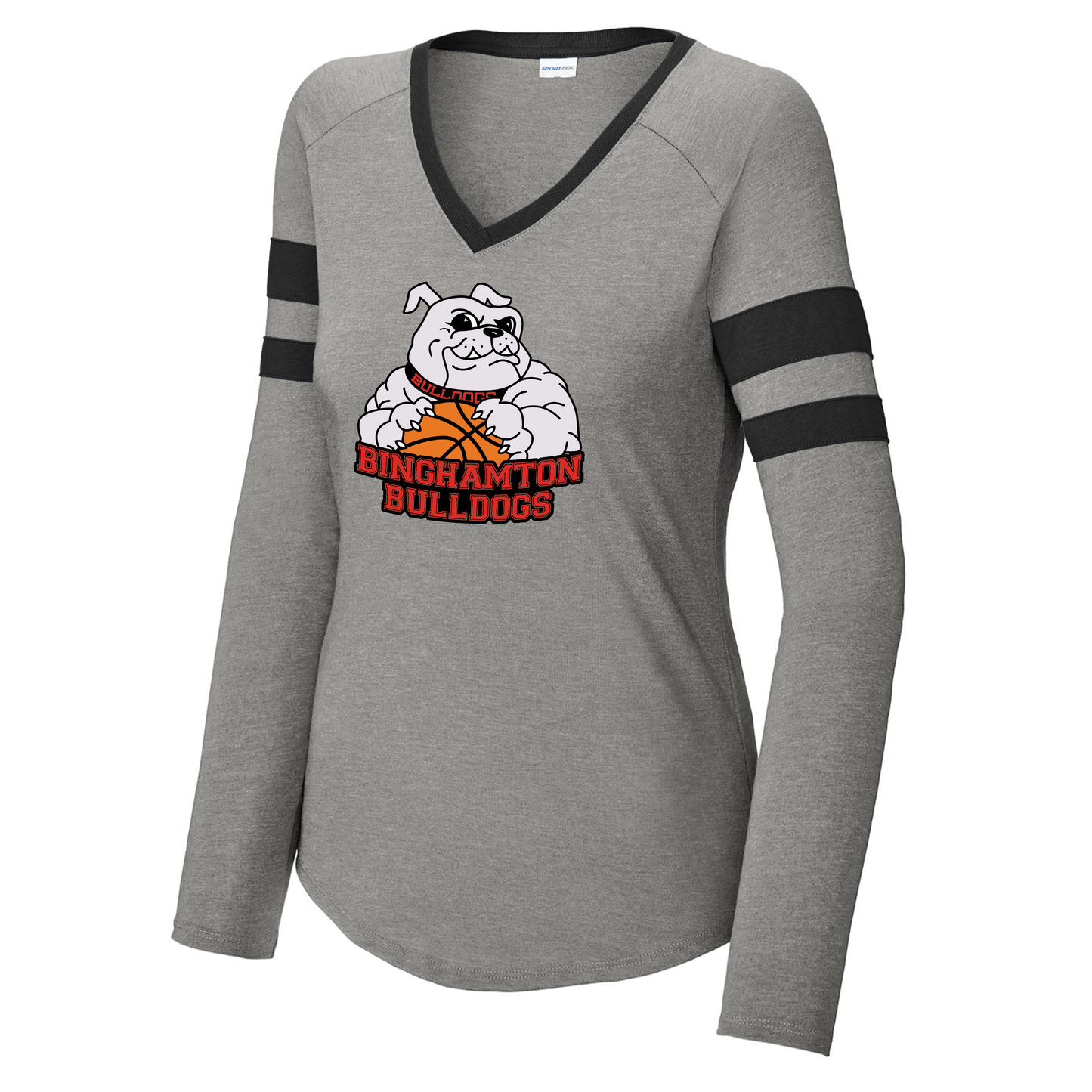 Bulldogs : Women's Halftime Stripe Long Sleeve V-Neck Tee