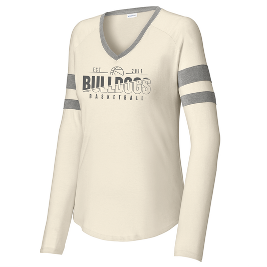 Bulldogs : Women's Halftime Stripe Long Sleeve V-Neck Tee